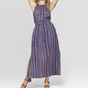 Universal Thread Halter Maxi Striped Dress…